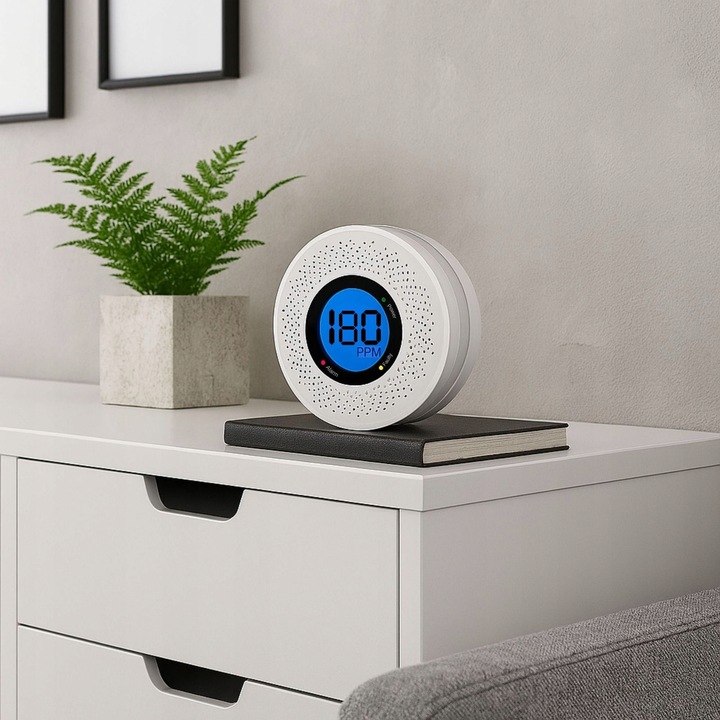 CZUJNIK CZADU DETEKTOR TLENKU WĘGLA CO BEZPRZEWODOWY EKRAN LCD PRO+