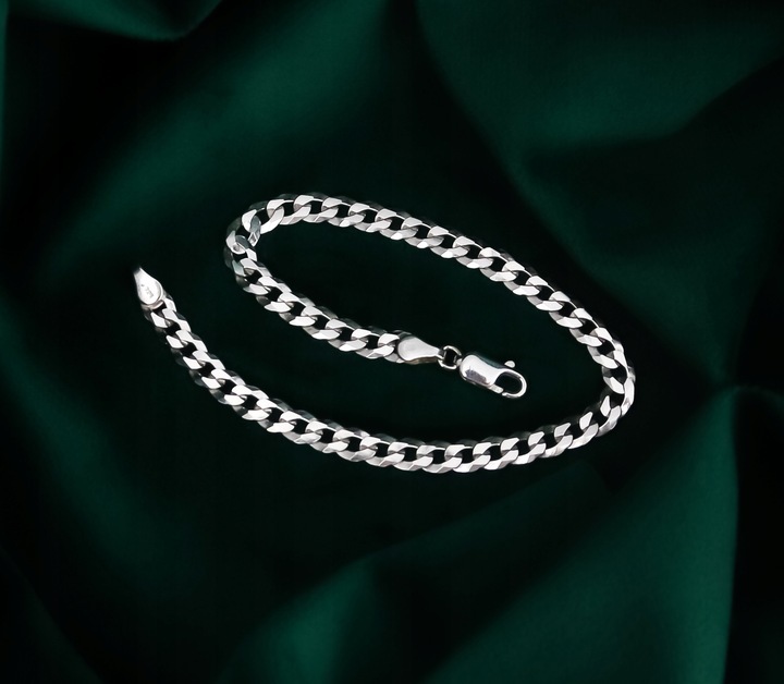 SREBRNA PEŁNA BRANSOLETKA MĘSKA PANCERKA SOLIDNA PR. 925 + GRAWER GRATIS