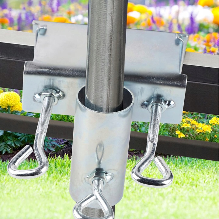 Uchwyt na FLAGĘ Parasol na balkon BEZ WIERCENIA do Poręczy Do Barierki