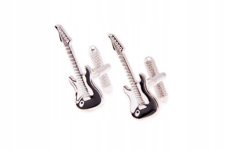 Spinki do mankietów Muzyczne Gitara Elektryczna Czarna prezent dla muzyka