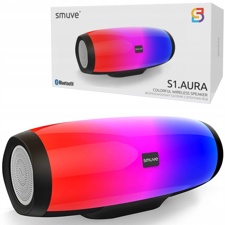 Głośnik Bluetooth Bezprzewodowy SMUVE Aura TWS USB FM XBass + LCD RGB