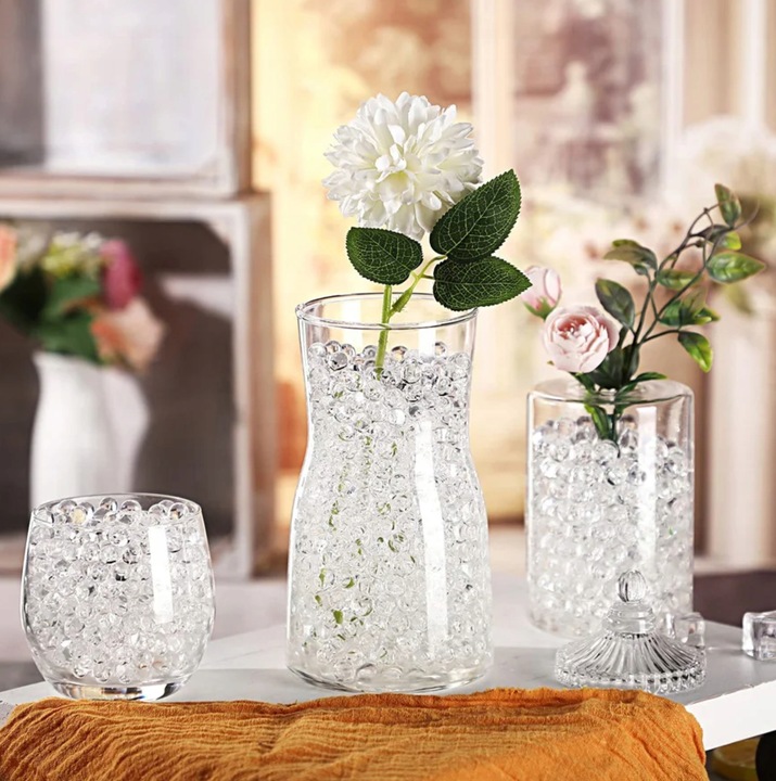 Kulki żelowe do kwiatów HYDROŻELOWE ziema hydrożel - bezbarwne 50000 sztuk