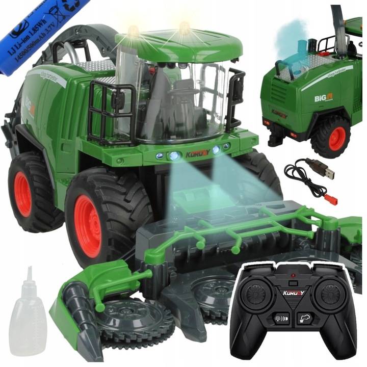 Zdalnie Sterowany Kombajn Ruchome Elementy Świeci DYM Prezent dla 5 6 Latka