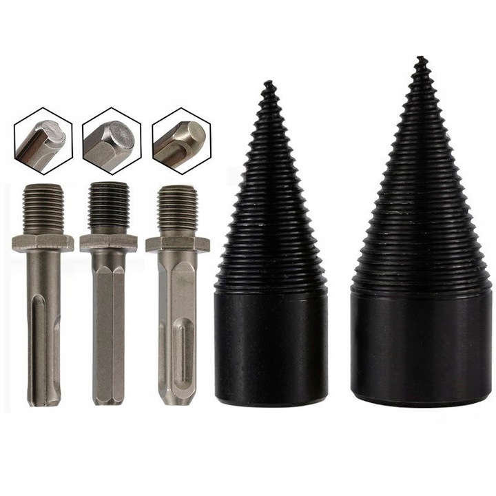 ŚWIDERY do rozłupywania drewna łupania wiertło ŁUPARKA stożek 32+42mm 2 szt