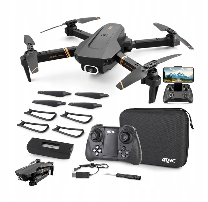 DRON TURBO 2x DWIE KAMERY FULL HD PODGLĄD WIFI POWRÓT FUTERAŁ AKUMULATOR