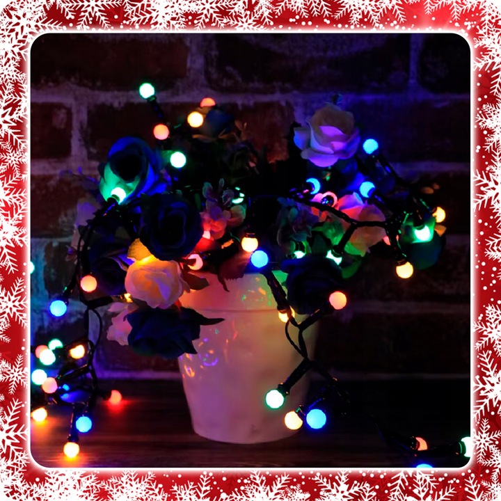 LAMPKI CHOINKOWE KULKI 200LED ZEWNĘTRZNE WEWNĘTRZNE MULTIKOLOR MAT BAJKOWE