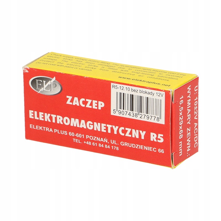 Elektrozaczep rygiel symetryczny wąski 16,5mm R5-12.10
