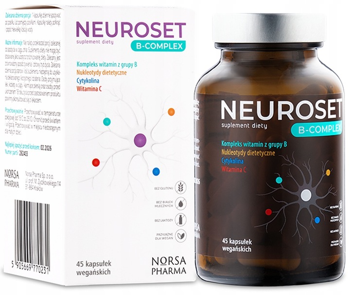 Norsa Pharma NEUROSET B-Complex | B - kompleks | układ nerwowy | 45 kaps.