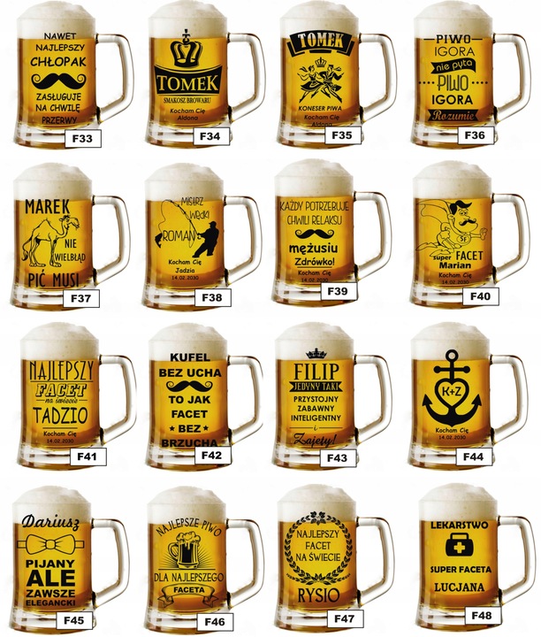 Kufel do piwa z grawerem NA DZIEŃ MĘŻCZYZNY WALENTYNKI Urodziny inne okazje