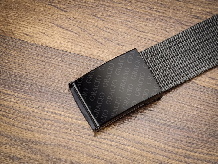 GRACIO Pasek Parciany Męski do Spodni Szary Klamra Zacisk 115cm