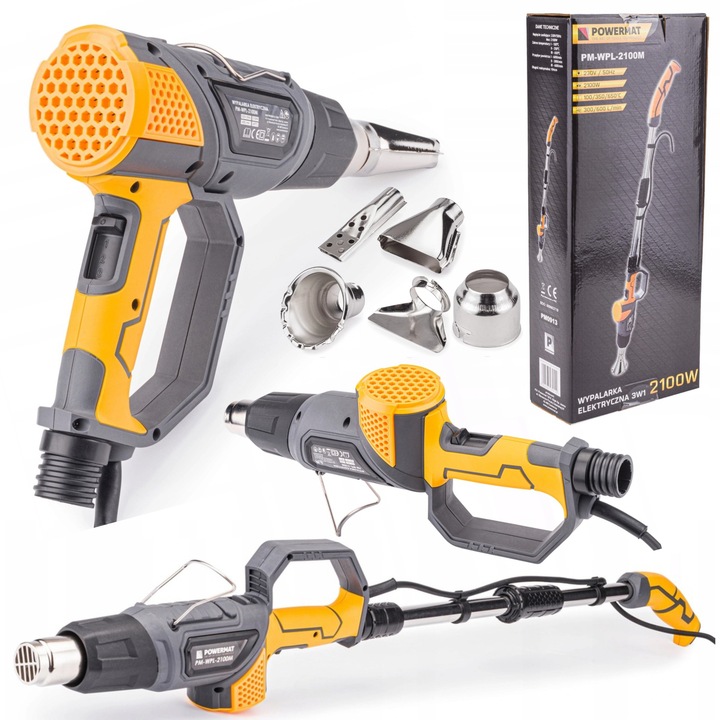 WYPALARKA ELEKTRYCZNA OPALARKA 3W1 ZESTAW 5 DYSZ 3 BIEGOWA REGULACJA