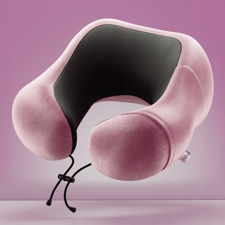 PODUSZKA PODRÓŻNA ROGAL NA SZYJE DO SAMOLOTU MIOWI RÓŻOWA + OPASKA