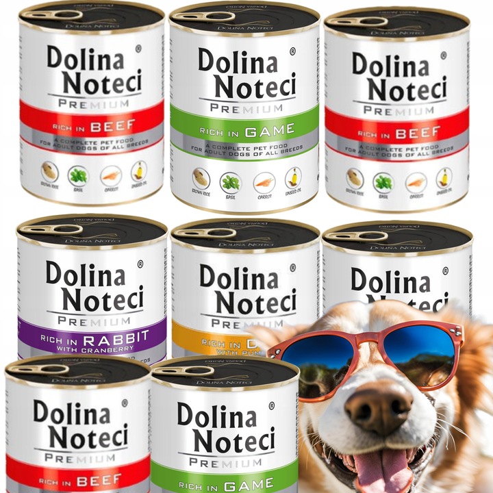 DOLINA NOTECI PREMIUM MIX SMAKÓW KARMA MOKRA PSA 800g x 8 BEZ RYB BEZ KURY