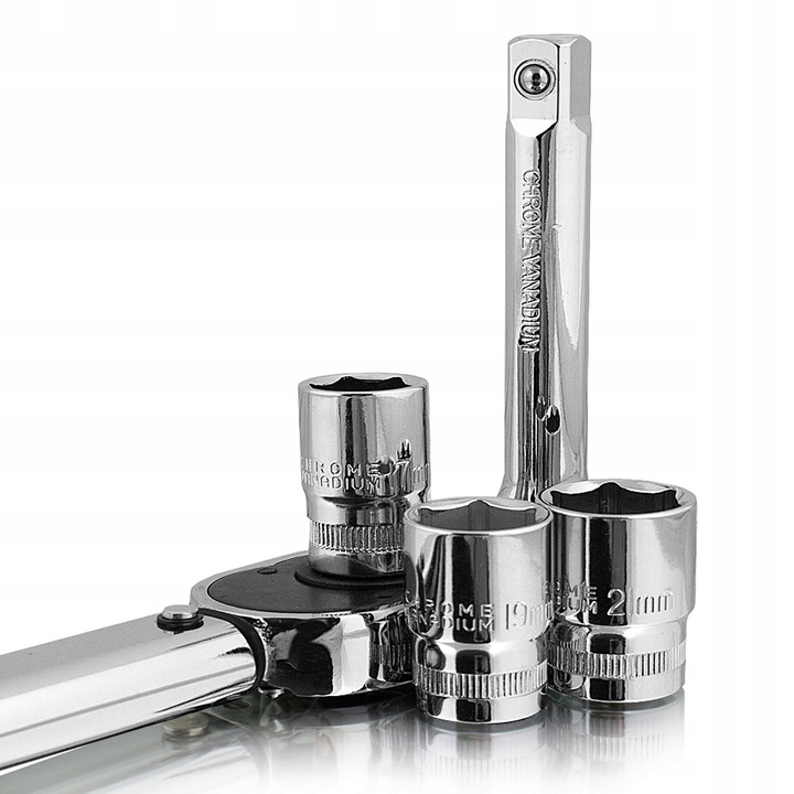 KLUCZ DYNAMOMETRYCZNY 1/2" 28-210NM + 3 CHROMOWANE NASADKI 17 19 21mm