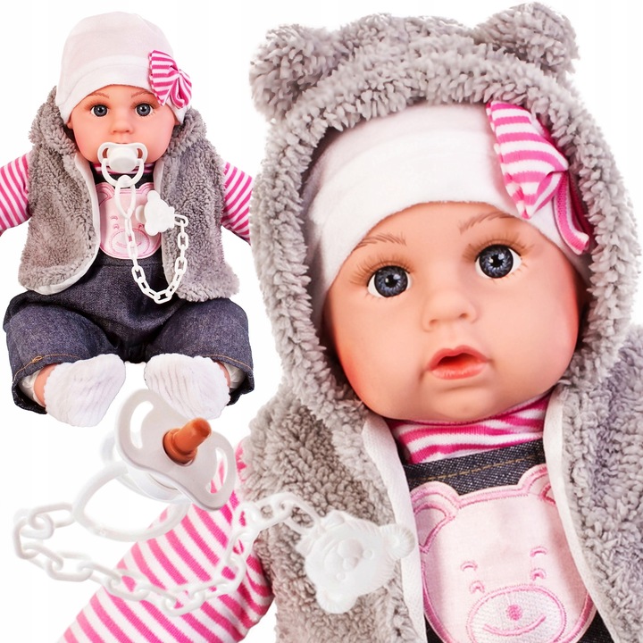 Lalka bobas interaktywna mówi śpiewa PL ZESTAW SMOCZEK + PAMPERSY + BUTELKI
