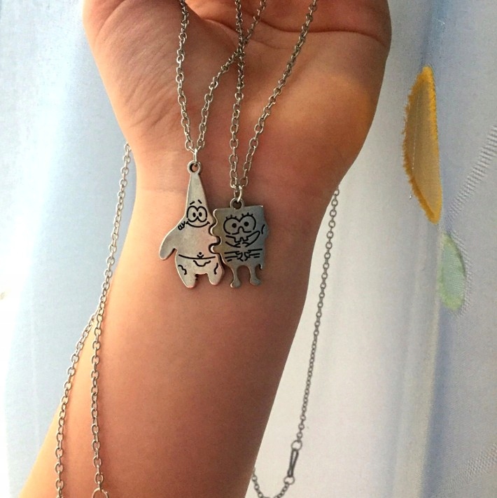 Naszyjniki Srebrny dla Przyjaciół Przyjaciółek BEST FRIENDS SpongeBob