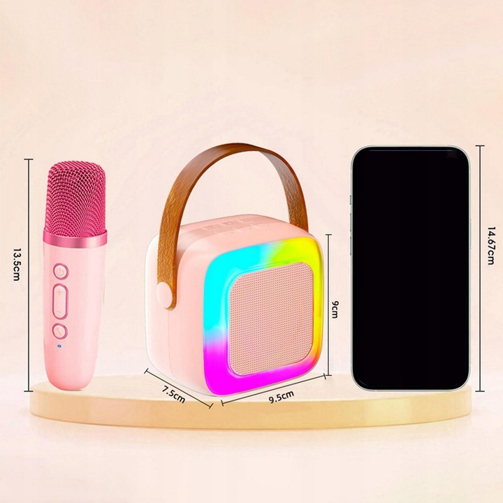 2 MIKROFONY USB JACK GŁOŚNIK PRZENOŚNY ZESTAW DO KARAOKE RGB BLUETOOTH