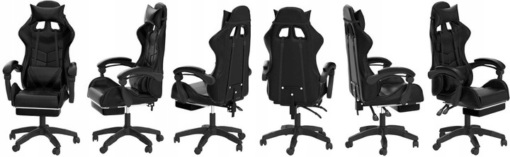 FOTEL gamingowy z MASAŻEM pleców KOMPUTEROWY OBROTOWY dla gracza +PODNÓŻEK!