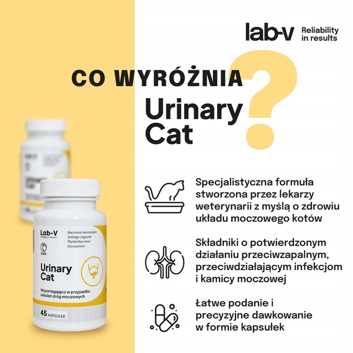 Lab-v Urinary Cat Wsparcie układu moczowego dla kotów 45 kapsułek