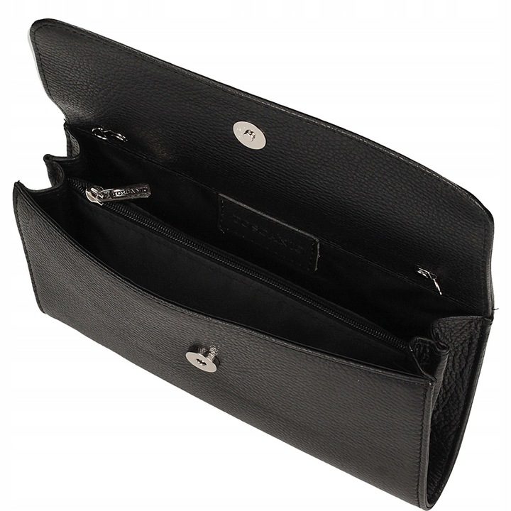 Kopertówka Damska Skóra Naturalna Elegancka Wyjściowa Pojemna Czarna E68