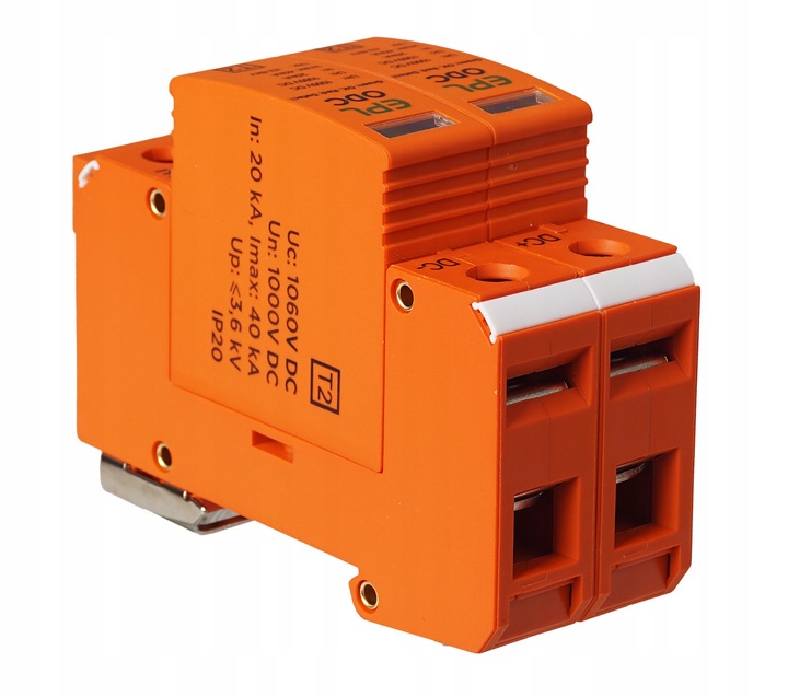 OGRANICZNIK OCHRONNIK PRZEPIĘĆ PRZEPIĘCIOWY FOTOWOLTAIKA 1000V DC 2P T2