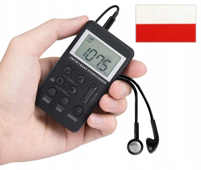 MINI RADIO CYFROWE PROGRAMOWANIE AKUMULATOR SŁUCH + naklejka