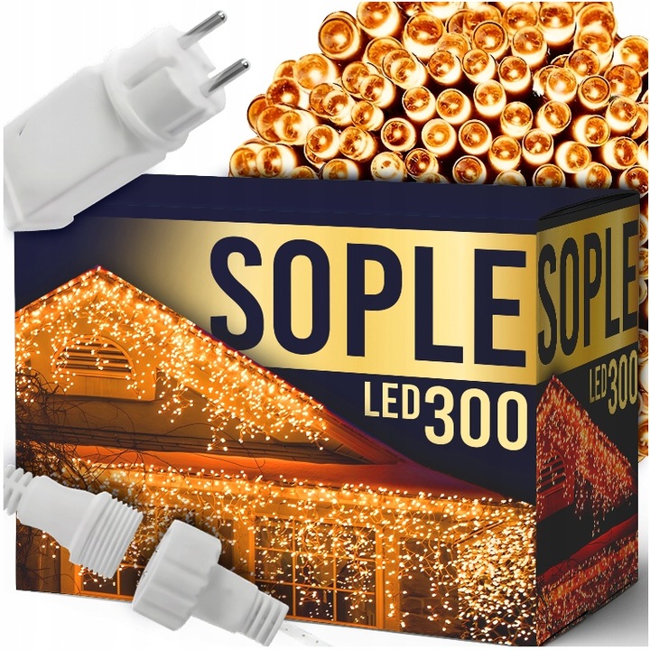 SOPLE LAMPKI CHOINKOWE ŚWIATEŁKA 300 LED 14,5M GRUBY KABEL FLASH ZEWNĘTRZNE