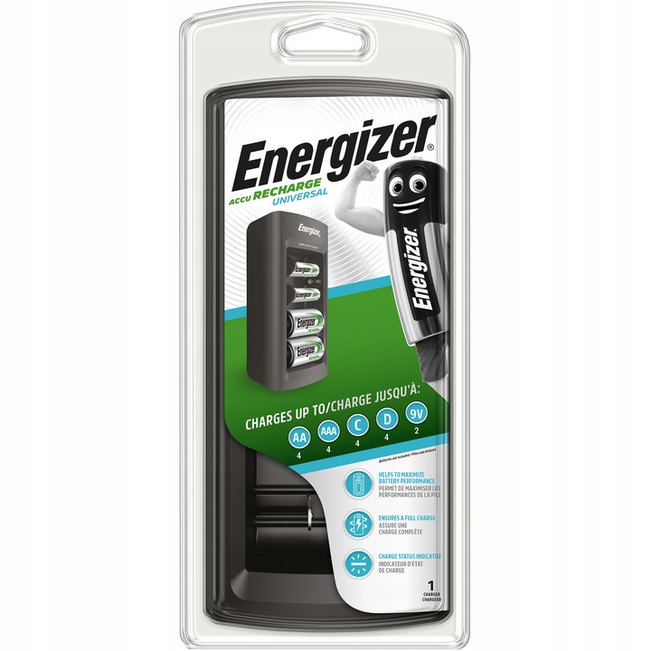 Ładowarka Energizer Universal R3 R6 R14 R20 9V + 2x Akumulatorki C 2500mAh