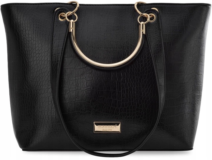 Duża Torebka Monnari Klasyczna Torba Damska Łódka Shopper Aktówka Czarna A4