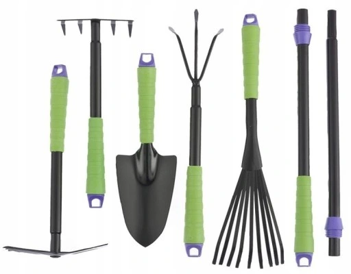 ZESTAW NARZĘDZI OGRODOWYCH ŁOPATKA WIDEŁKI 7 ELEMENTÓW SOLIDNY UNIWERSALNY