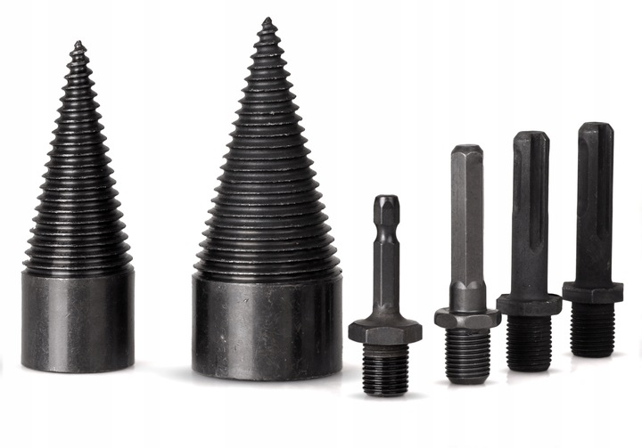 ZESTAW ŚWIDRÓW DO ŁUPANIA DREWNA WIERTŁA STOŻEK x2 ROZŁUPYWANIA SZCZYPANIA