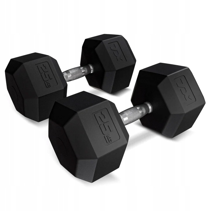 Hantla hex hantel żeliwny do ćwiczeń gumowany żeliwny 25 kg Trex Sport