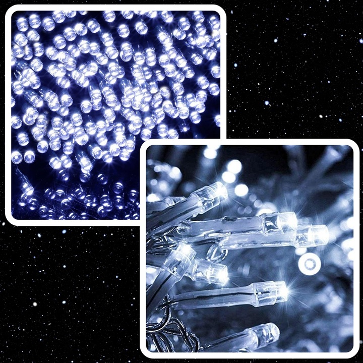 LAMPKI CHOINKOWE 1000LED 68m ZEWNĘTRZNE WEWNĘTRZNE BIAŁE ZIMNE ŚWIĄTECZNE