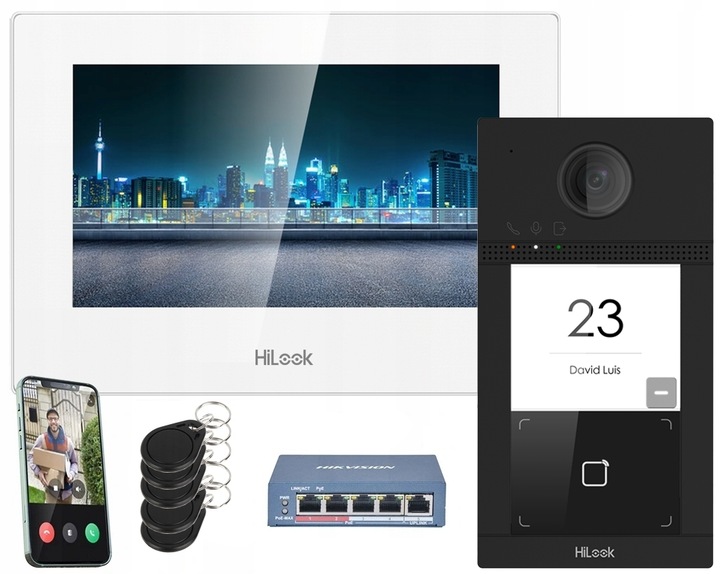 WIDEODOMOFON IP-VIS-PRO PoE Czytnik HiLook Furtka Brama