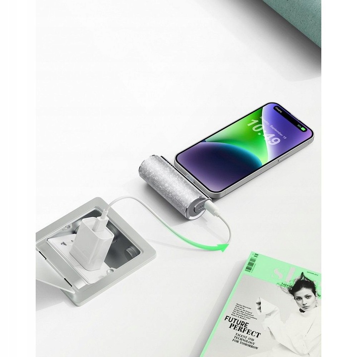 Powerbank VEGER PlugOn 5000mAh na podróż 12W wbudowane złącze USB C lekki