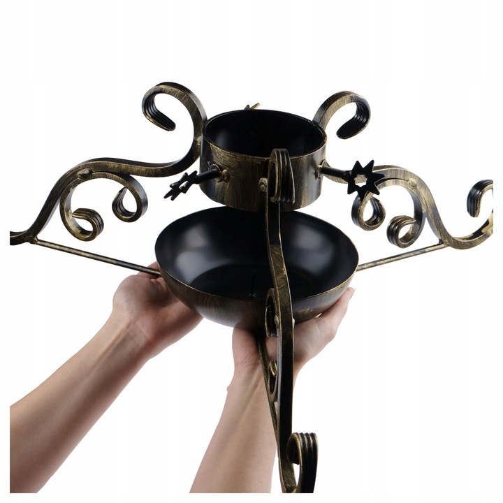 MASYWNY STALOWY KUTY STOJAK CHOINKOWY POD CHOINKĘ Z POJEMNIKIEM NA WODĘ S10