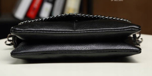 Torebka Damska CZARNA Kopertówka Łańcuch na Ramię Pasek EKO Skóra Krokodyla