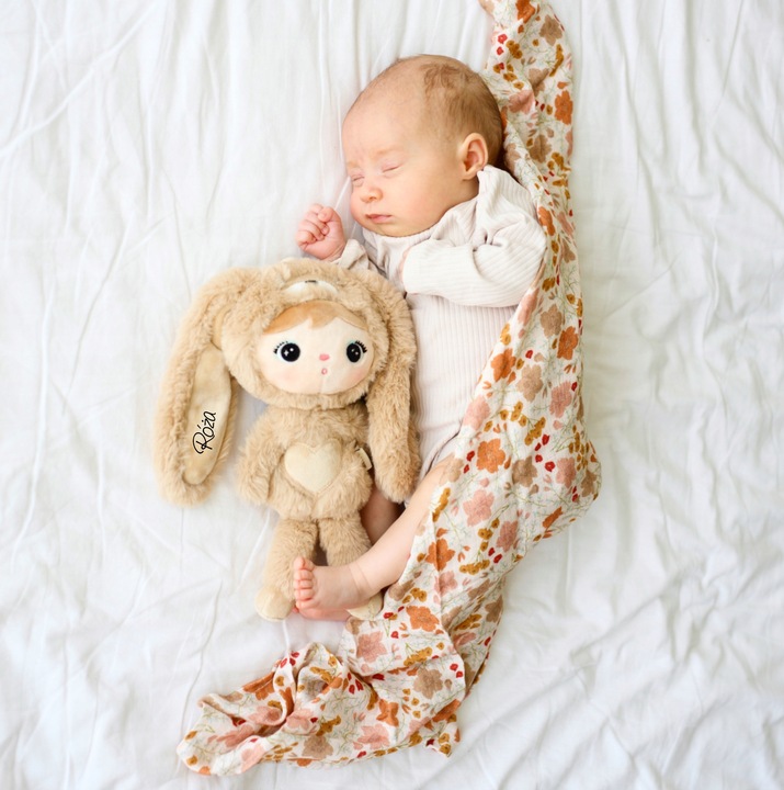 Metoo karmelowo beżowy króliczek 30cm - z imieniem dla dziecka