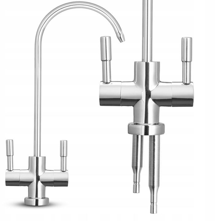 Wylewka podwójna USTM chrom odwrócona osmoza podłączenie QC