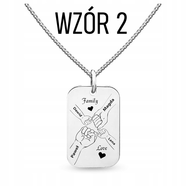 Nieśmiertelnik z grawerem z imionami rodziny męski naszyjnik srebro 925