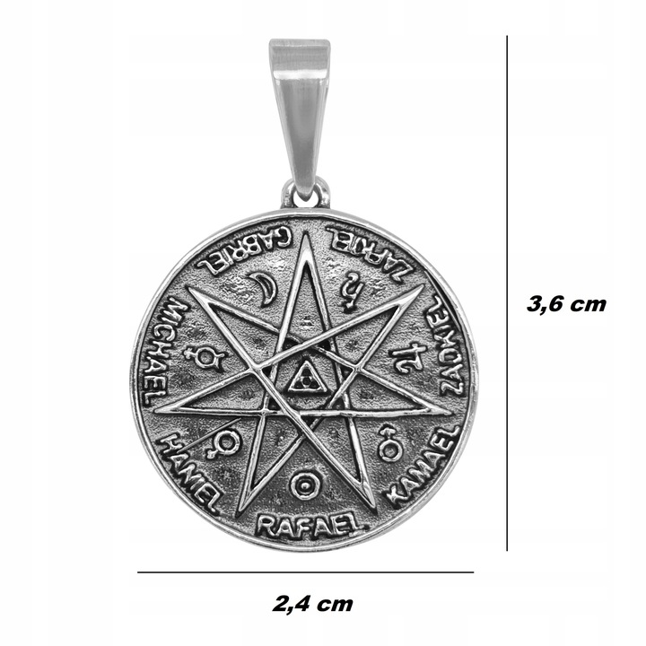 SREBRNY MEDALIK PIECZĘĆ TALIZMAN AMULET SIEDMIU ARCHANIOŁÓW DUŻY PRÓBA 925