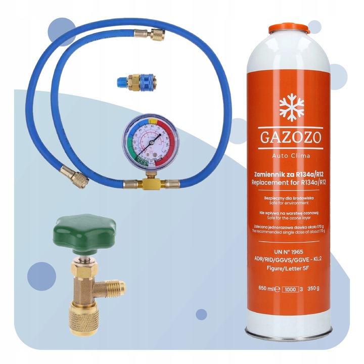 Zestaw CZYNNIK CHŁODNICZY R134a do KLIMATYZACJI SAMOCHODOWEJ i AGD