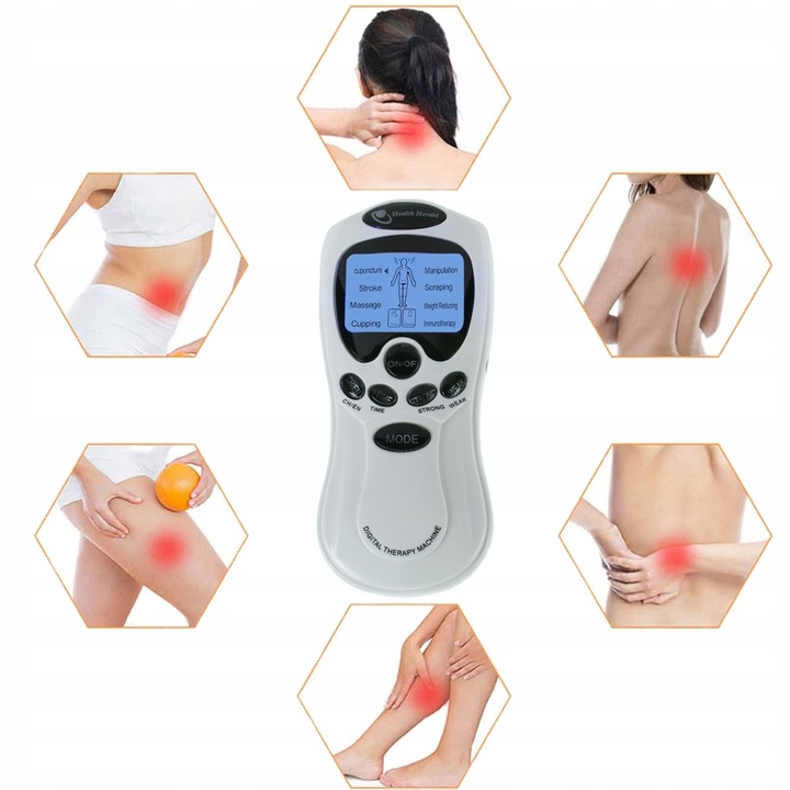 ELEKTROSTYMULATOR MIĘŚNI I NERWÓW TENS EMS ZESTAW ELEKTRODY PADY 2 KANAŁY