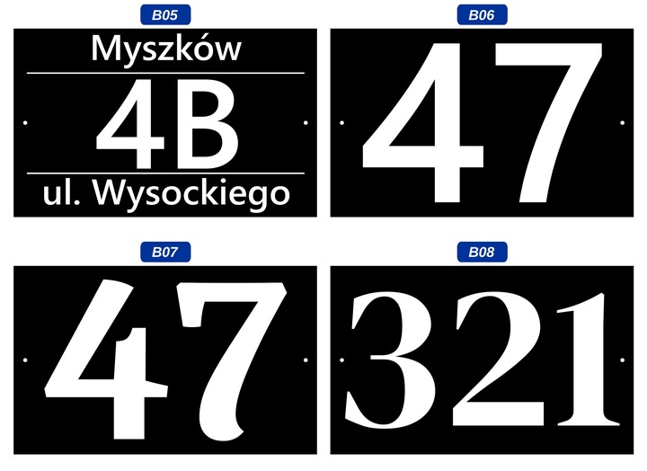Tabliczka Adresowa CZARNA Duża - METALOWA - UV