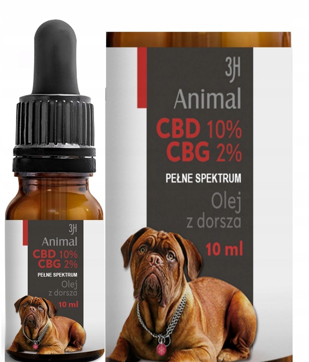 CBD 10% + CBG 2% OLEJEK KONOPNY DLA PSÓW PSA KOTÓW KOTA FULL SPECTRUM