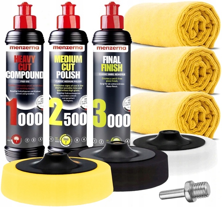 3x Pasta Polerska Menzerna Polerowanie Lakieru Polerka Auta Rys Gąbki 250ml