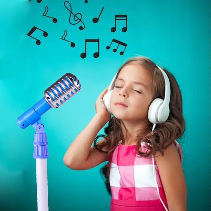 ZESTAW DO KARAOKE MIKROFON DLA DZIECI WZMACNIACZ STATYW EFEKTY NAGRYWANIE
