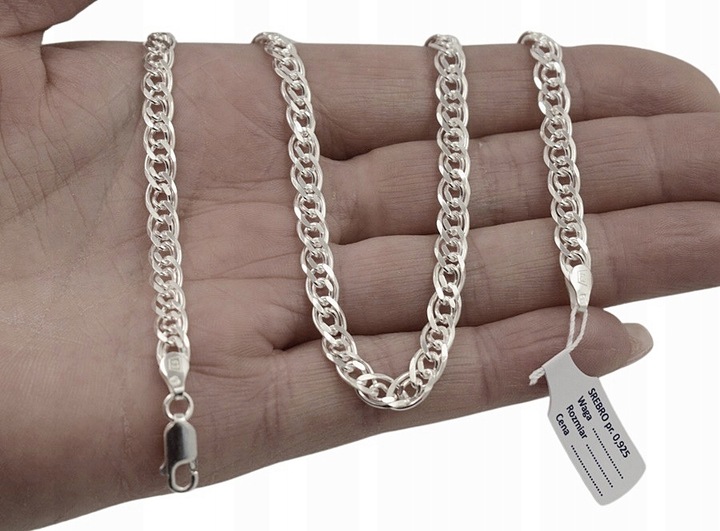 Srebrny Łańcuszek Męski Nonna MONALIZA Pełna Diamentowana 5 mm Srebro 925