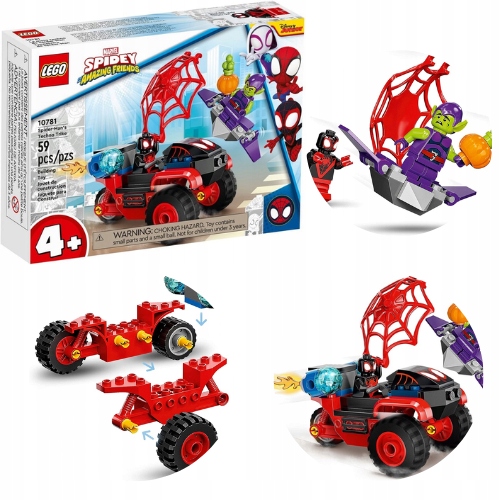 Zestaw Prezent Klocki LEGO MARVEL 10781 Trójkołowiec Spider-Man 4+ Torba