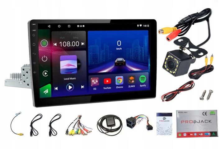 RADIO NAWIGACJA GPS 1 DIN 10CALI ANDROID 10 USB BT WIFI CARPLAY USB 2/64GB